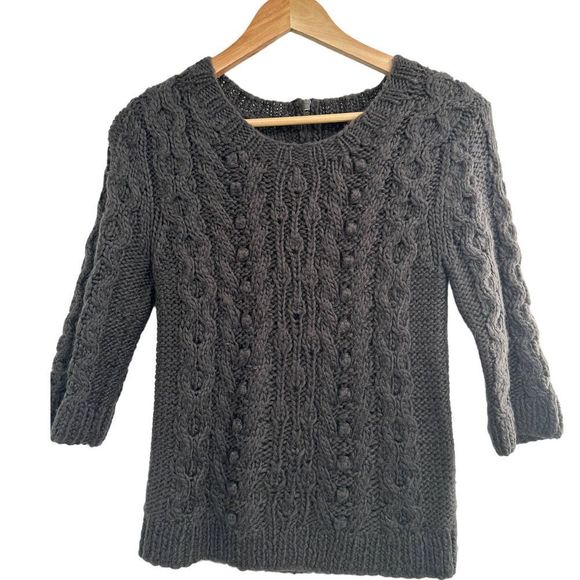 Kaisely Gray 3/4 Sleeve Wool Blend Knit Sweater‎ Large - Picture 1 of 8
